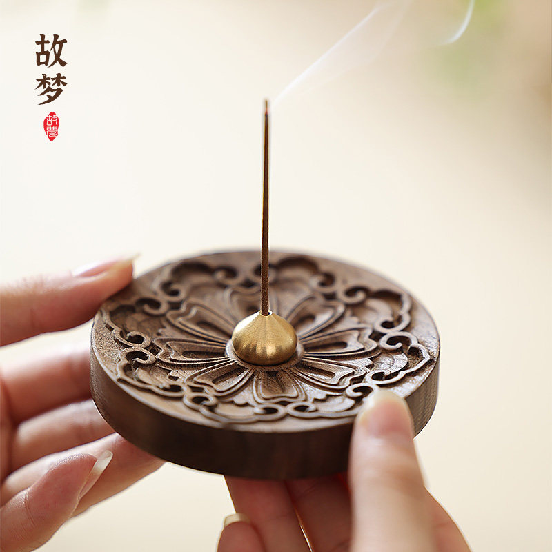 芙蓉香盘胡桃木中式仿古图片