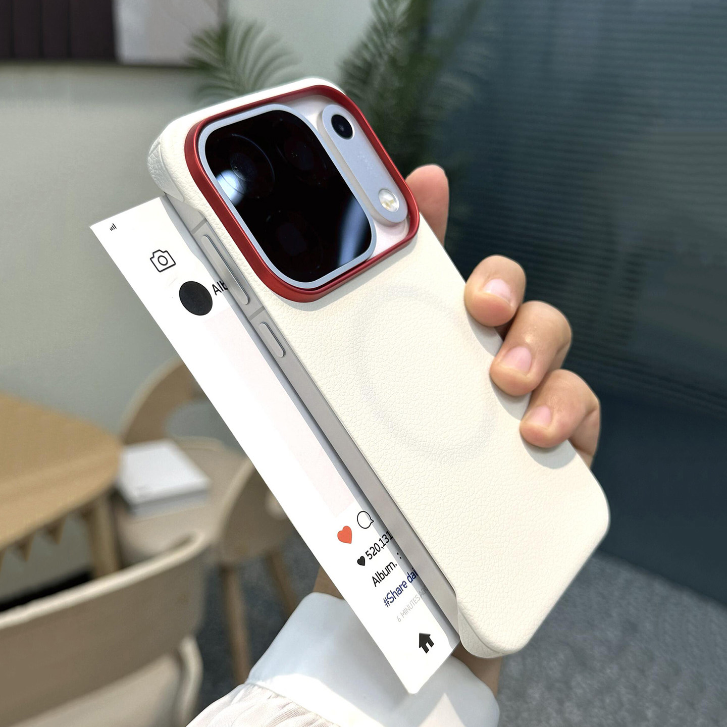 高级白荔枝纹无边框磁吸半包散热OPPOFindx10promax裸机感vivoX500手机壳x300ultra适用E磨砂奢华x9spro硬x82