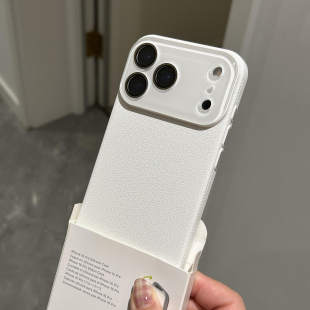 干净白~水晶一体镜头膜全包保护适用苹果17Promax手机壳硬Air荔枝纹iPhone16/15plus浮雕14/132轻奢XR少女男+