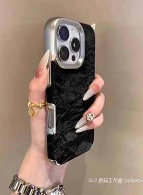 暗黑风雪山纹丝绒耐脏柔软暖手发光适用华为mate70/60pro+手机壳50软硅胶nova13绒面布纹12/10潮女P70奢华6女