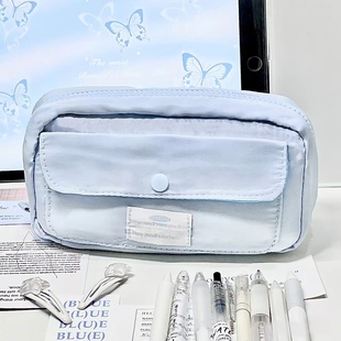 ins风韩版小清新笔袋简约高颜值初中女生大容量文具盒学生少女心小众设计铅笔盒桌面收纳莫兰迪多功能文具袋