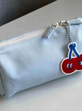 新款简约小众纯色尼龙高颜值笔袋韩系风软芙芙轻便学生大容量铅笔袋文具盒少女心旅行化妆包收纳袋小红书同款