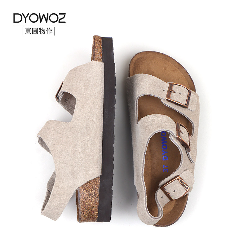 園物作DYOWOZ软木一字带凉鞋女厚底增高休闲百搭平底日系勃肯鞋,女鞋,一字带凉鞋,淘宝优惠券,粉丝福利购,淘宝优惠卷
