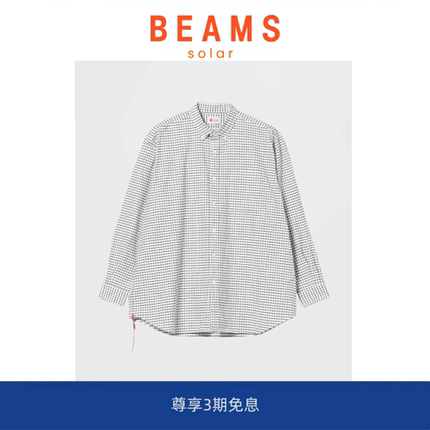【现货】SOLAR BEAMS Button 日本制 红绳格子纹休闲宽松长袖衬衫