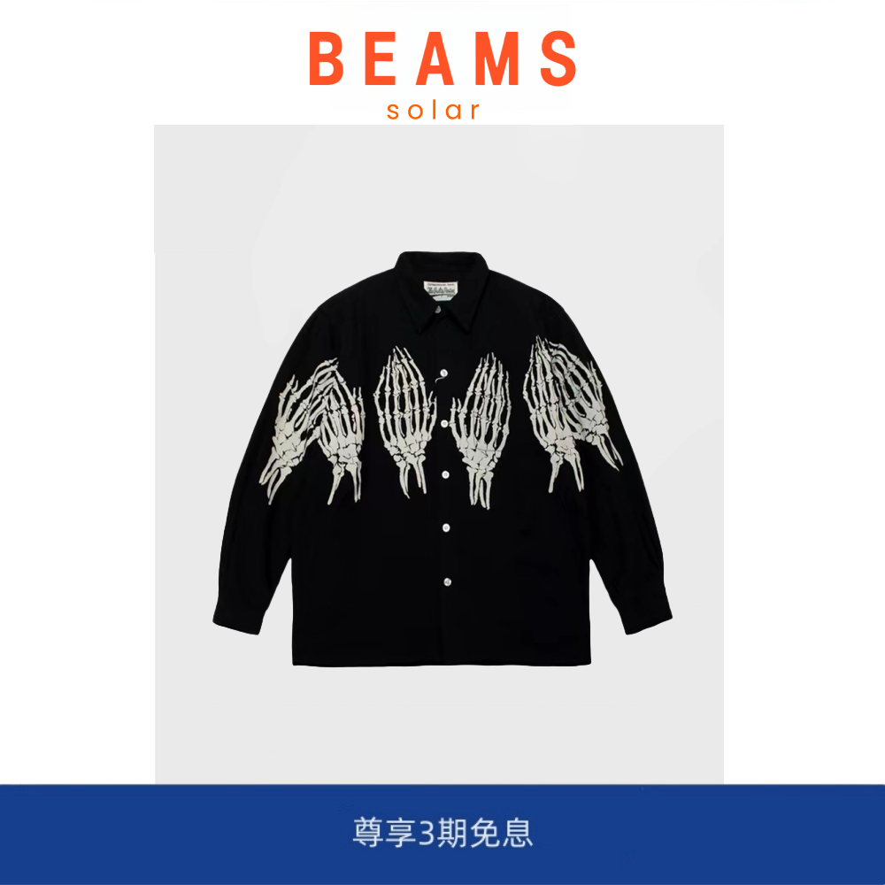 【现货】SOLAR BEAMS 20AW 骷髅鬼手鬼爪 夏威夷男女同款长袖衬衫