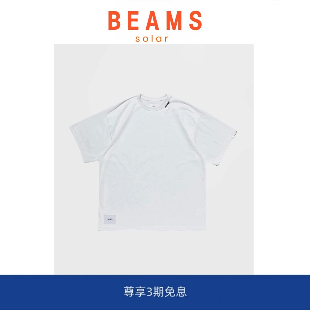 【现货】SOLAR BEAMS WTVUA 日系刺绣休闲纯色圆领短袖宽松T恤