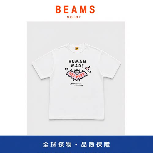 【SOLAR BEAMS】日系复古蝙蝠袖卡通图案印花短袖竹节棉宽松t恤