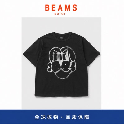 【SOLAR BEAMS】美式涂鸦印花联名款短袖tee 日系潮牌水洗做旧T恤
