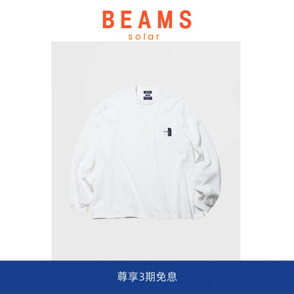 【现货】SOLAR BEAMS JAPAN长谷川监制口袋刺绣纯棉长袖男T恤情侣