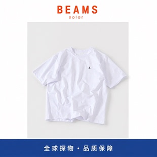 【SOLAR BEAMS】日系潮牌户外透气速干混纺面料简约小刺绣短袖T恤