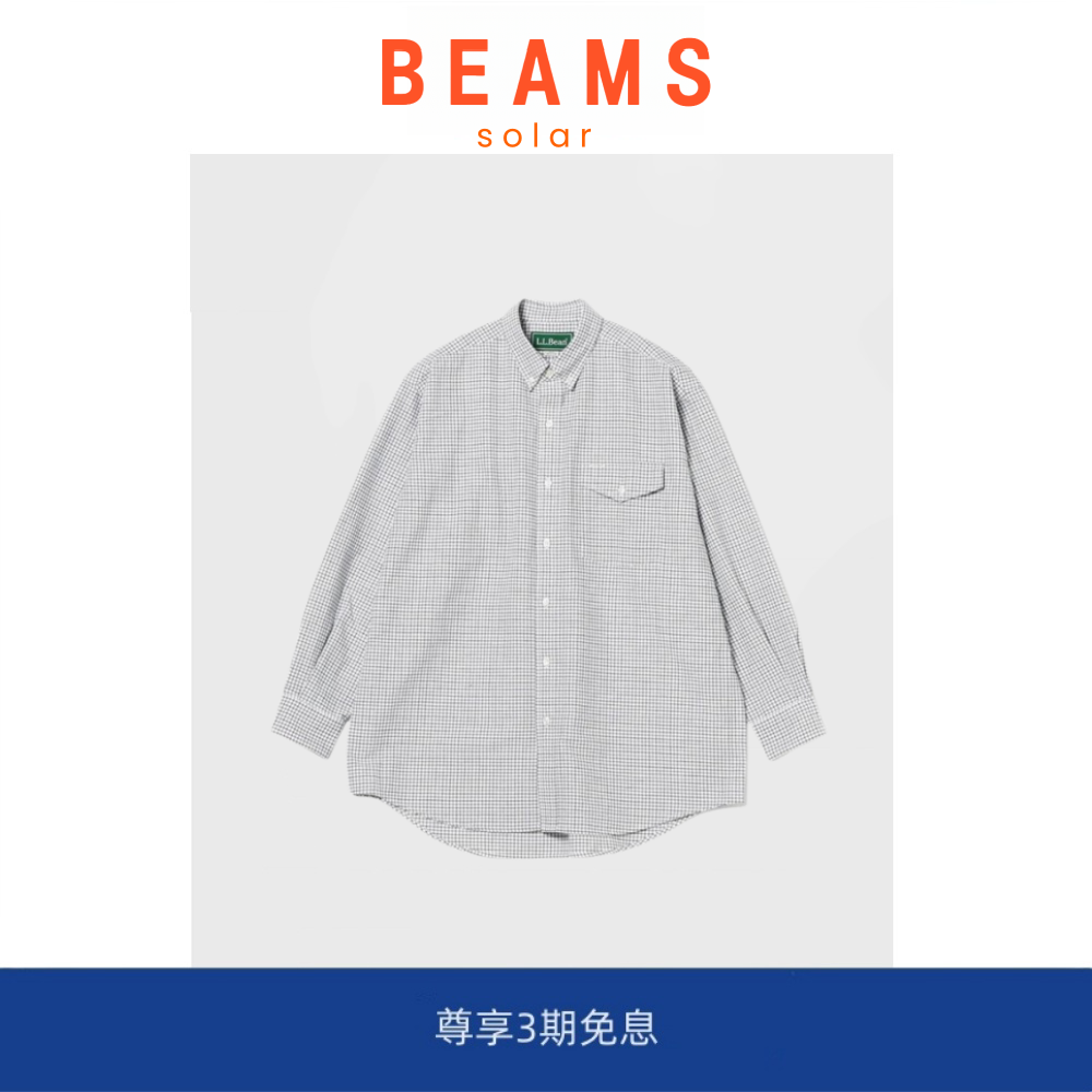 【现货】SOLAR BEAMS联名千鸟格口袋长袖宽松衬衫男女打底衬衣