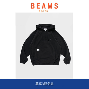 BEAMS摇粒绒连帽卫衣刺绣半拉琏休闲宽松情侣外套 SOLAR 现货