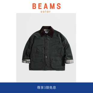 SOLAR 夹克vintage灯芯绒格子工装 BEAMS 猎装 咔叽外套 美式