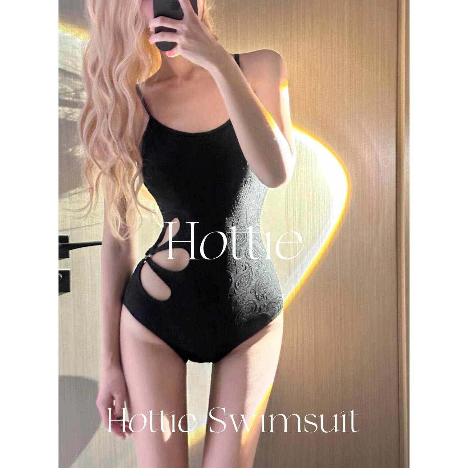 泰国性感黑色镂空连体泳衣纯欲辣妹显瘦遮肉温泉海边度假游泳衣女