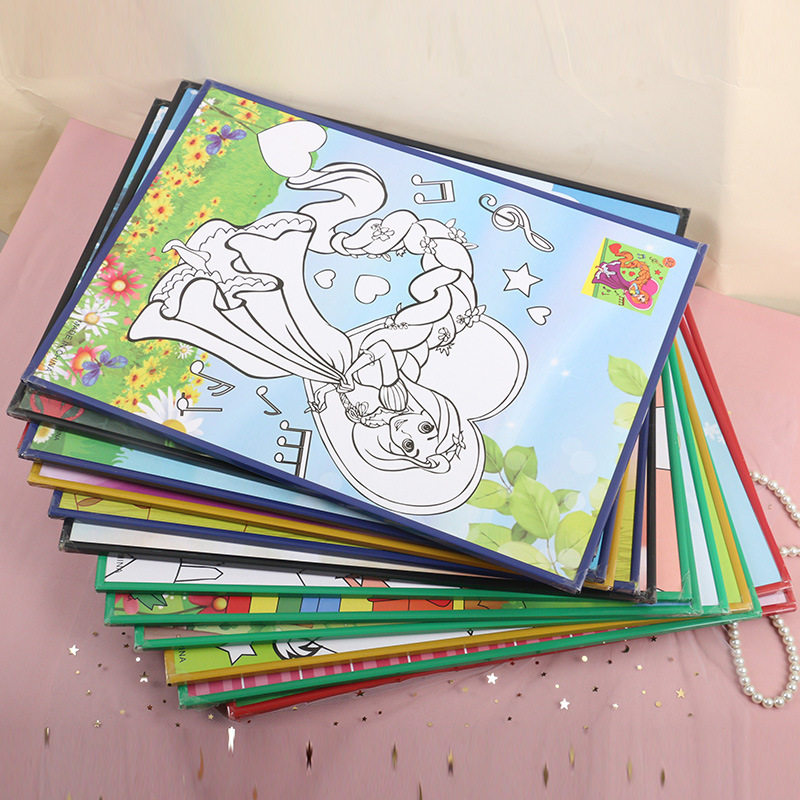 大号31*43儿童diy水彩画彩底带边框广场涂鸦画美术装饰画摆摊画板