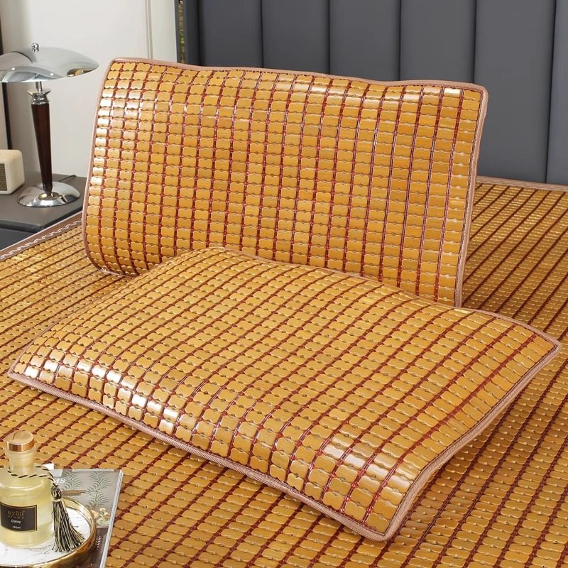 竹子麻将凉席枕头套夏季竹片枕垫枕巾枕片单人夏天款枕套竹席凉枕