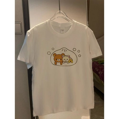 特价清仓~品牌外贸专柜剪标捡漏可爱纯棉男女轻松熊短袖T恤上衣潮
