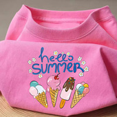 海外订单 T恤上衣服 清仓捡漏奥特莱斯外贸冰淇淋印花纯棉男女短袖