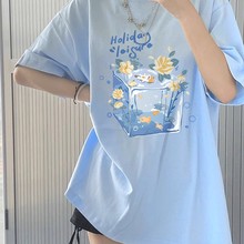 品牌外贸专柜撤回清仓捡漏~纯棉浅蓝色短袖t恤女2025新款高端上衣