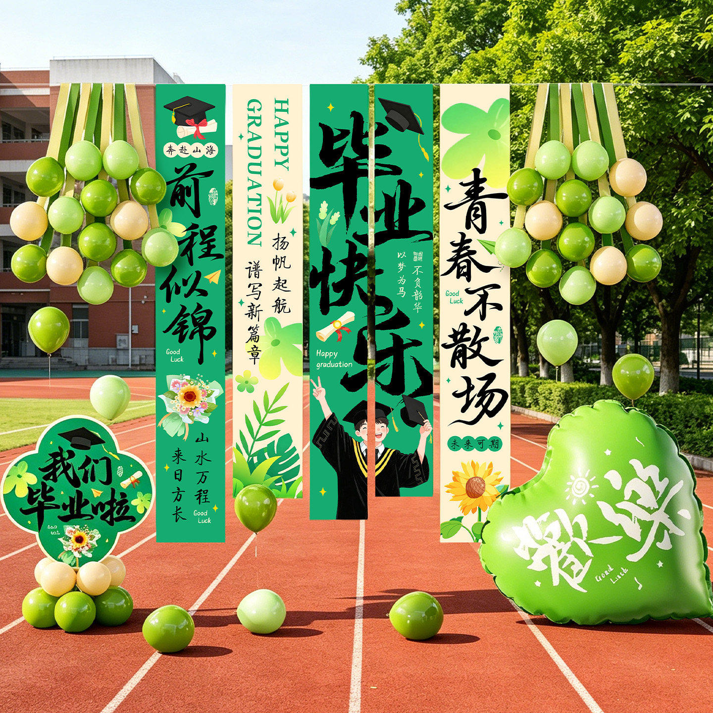 我们毕业啦班级氛围装饰挂布拍照毕业典礼仪式感场景布置背景条幅