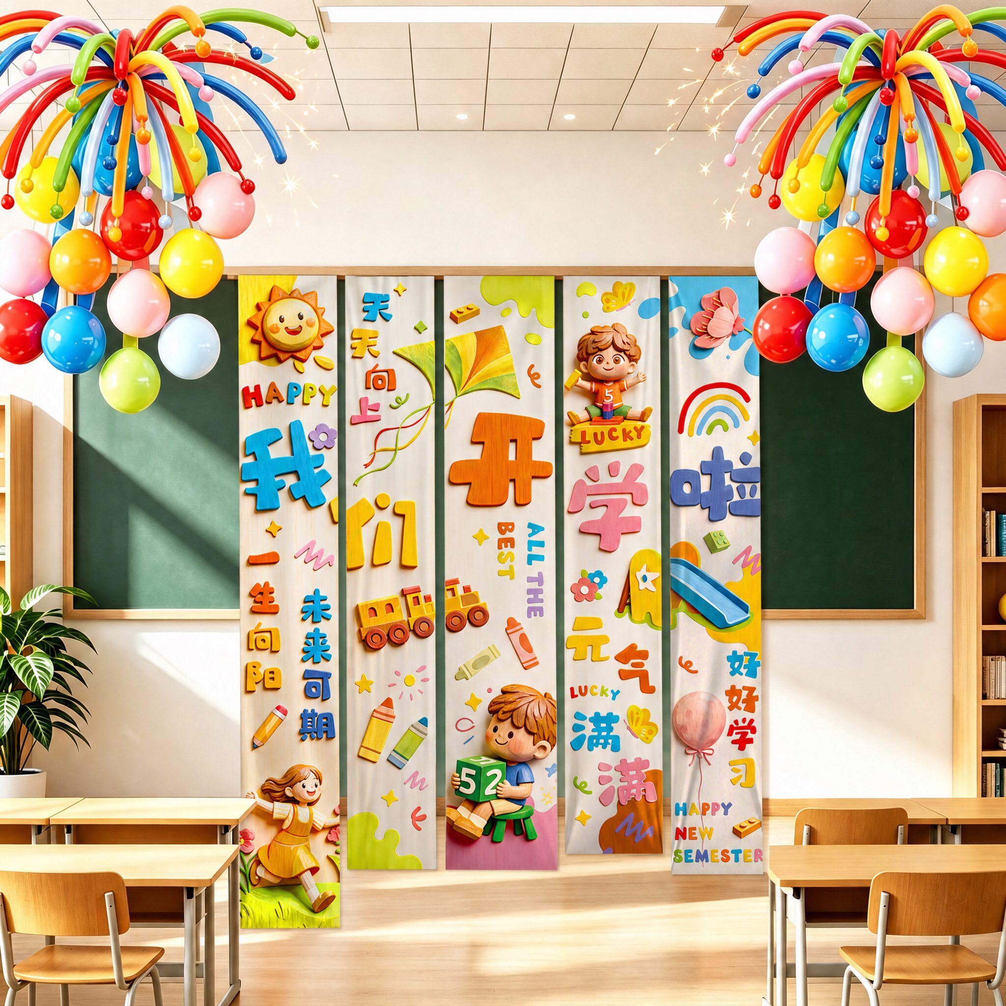 教室班级装饰条幅摆件挂布开学季仪式感氛围布置场景小学生幼儿园