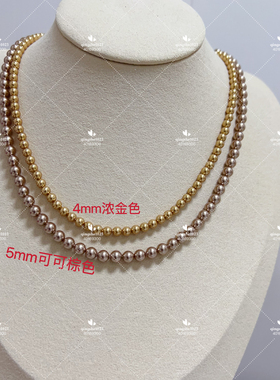 进口施家华子珍珠baby锁骨女士百搭夏季糖果项链306浓金295可可棕