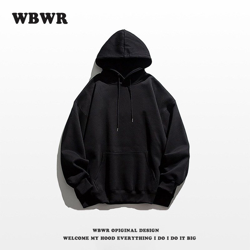 남성용 아메리칸 베이직 솔리드 컬러 벨벳 두꺼운 후드 티셔츠 가을 겨울 트렌디 브랜드 루즈하고 다재다능한 커플 탑