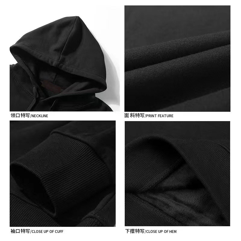 INS 미국 복고풍 벨벳 후드 티셔츠 남성 가을 겨울 유행 스트리트 스타일 편지 인쇄 느슨한 커플 코트