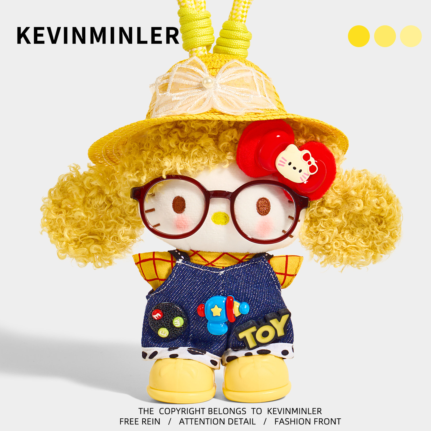 KEVINMINLER原创正版黄色KT猫包挂件可爱车挂饰hellokitty钥匙扣图片