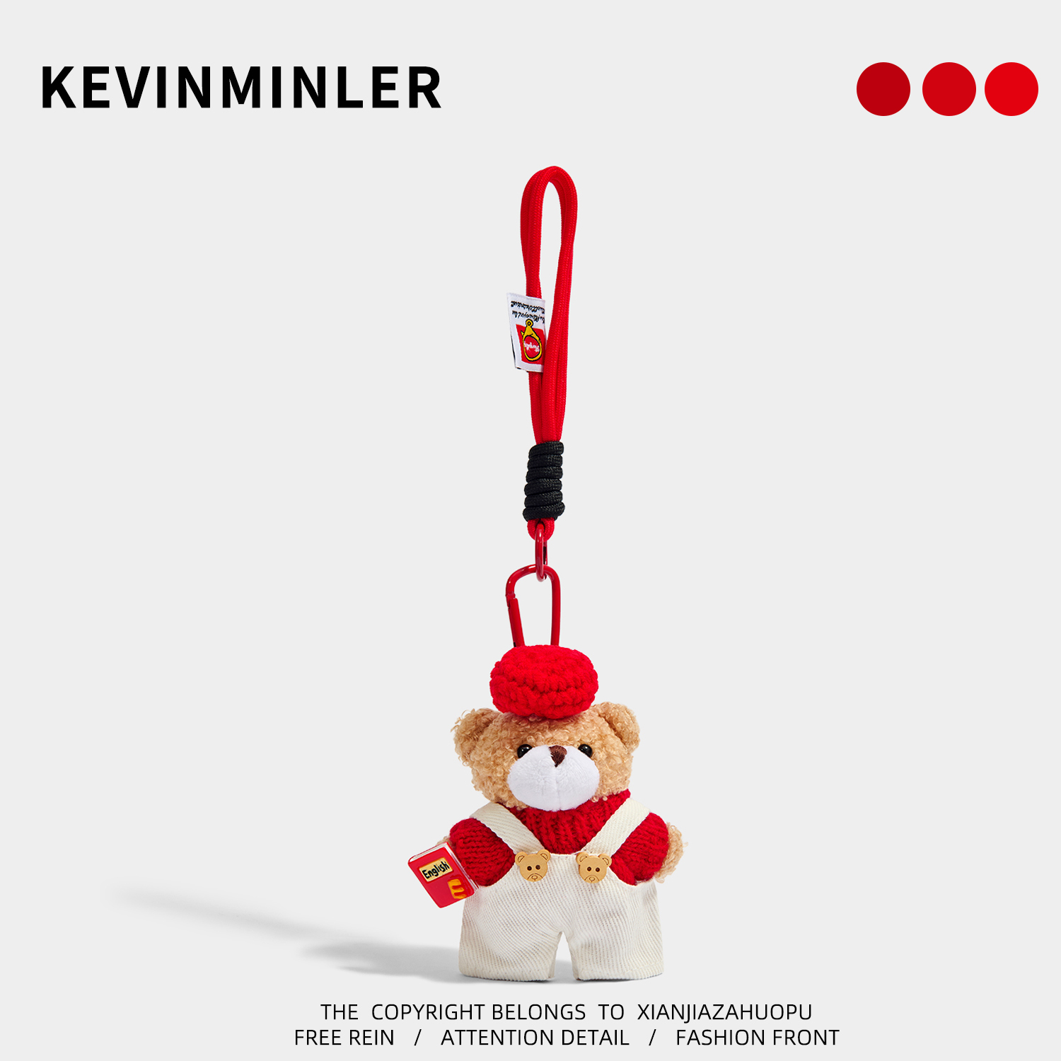 KEVINMINLER原创可爱贝雷帽小熊毛绒公仔冬日针织包包挂件钥匙扣