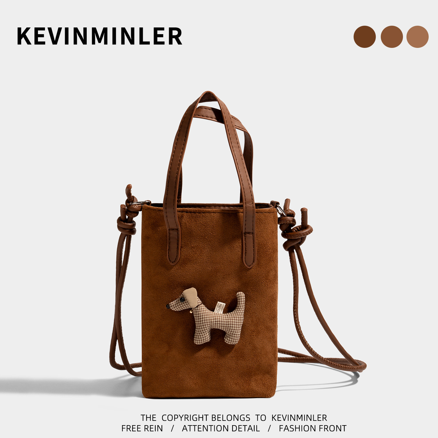 KEVINMINLER原创格子狗斜挎小包包磨砂皮手机包洋气复古百搭,箱包皮具/热销女包/男包,手机包,淘宝优惠券,粉丝福利购,淘宝优惠卷