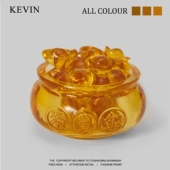 好运天天在 Kevin家 财源滚滚来 聚宝盆水晶摆件开业生日礼物