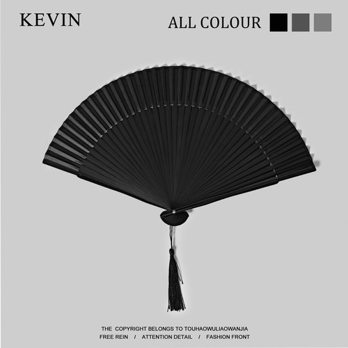 Kevin家!“无聊送TA暗黑扇子耍酷玩”流苏折扇酷炫暗黑扇子新中式