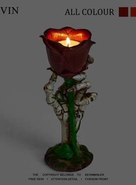 Kevin家“我将永远爱你至死不渝”骷髅手玫瑰氛围灯万圣诞节礼物