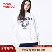 MardiMercredi字母彩虹圆领套头卫衣宽松百搭休闲上衣男女情侣