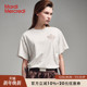 MardiMercredi桃心刺绣短袖 T恤简约宽松男女同款 纯棉上衣韩系淡人