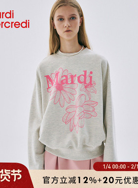 MardiMercredi小雏菊三花卫衣宽松上衣女韩系多巴胺粉红色新款