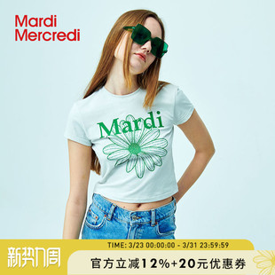 紧身上衣韩系小个子 t恤女短款 MardiMercredi经典 辣妹小雏菊短袖