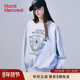 MardiMercredi小雏菊学院风徽章印花圆领卫衣复古美式 宽松上衣女