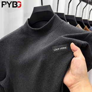 长袖 高端半高领德绒打底衫 双面磨毛保暖男士 秋冬2025新款 T恤 男士