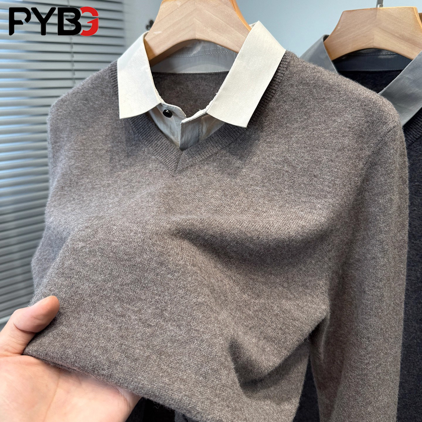 高端绵羊毛男士长袖假两件针织衫春秋冬季2025新款衬衫领毛衣男款,男装,针织衫/毛衣,淘宝优惠券,粉丝福利购,淘宝优惠卷