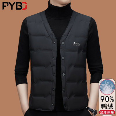 高端羽绒马甲男士秋冬季2025新款内穿保暖背心V领白鸭绒外套男款