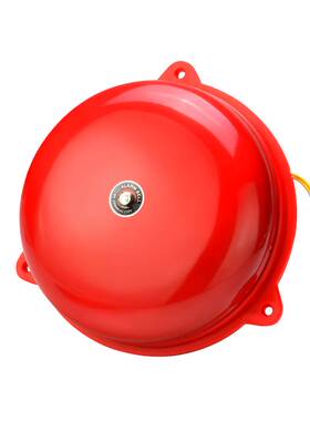 红色报警电铃220V手动工厂铃下班24V12V内击式电铃铛警报器4寸6寸