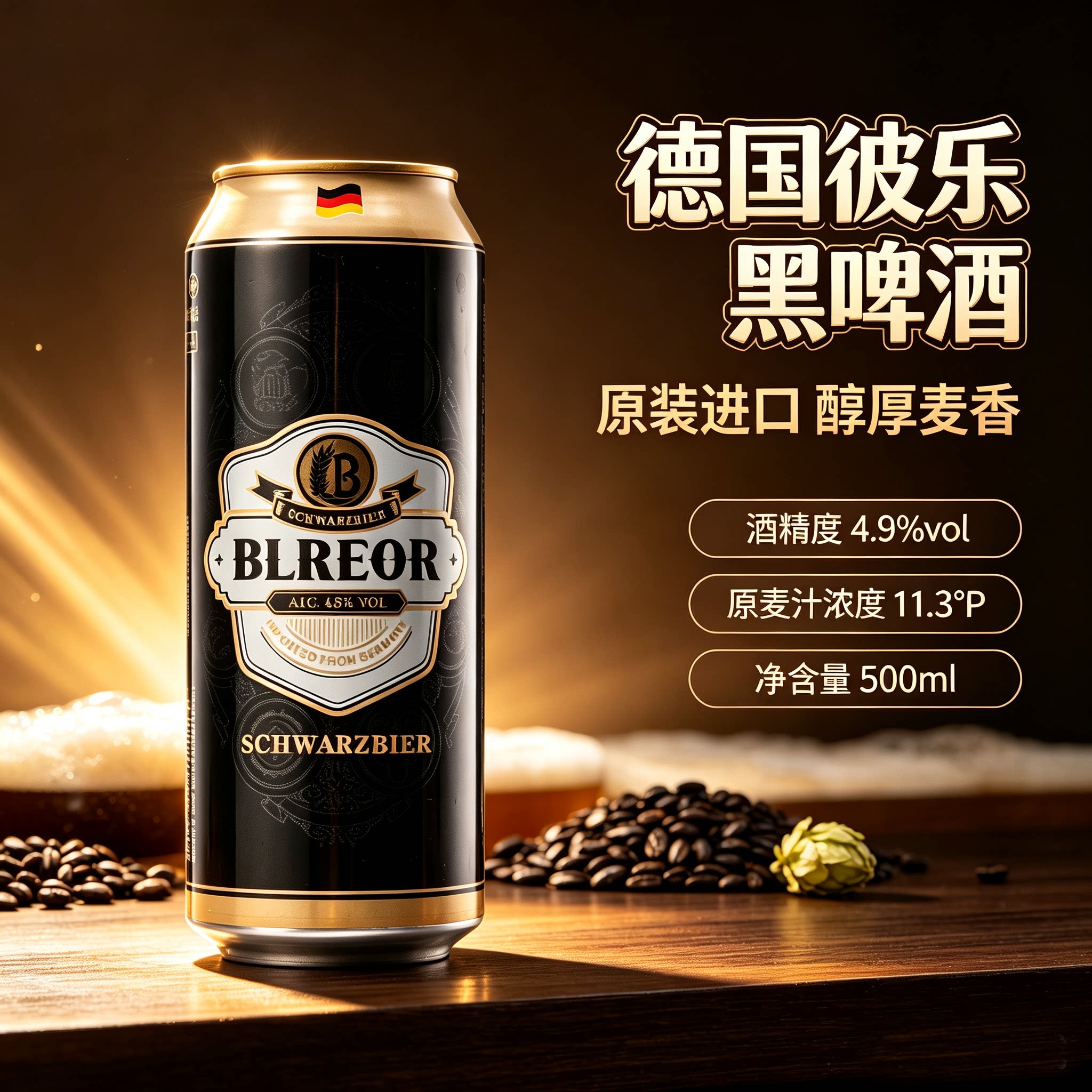 Blreor/彼乐经典黑啤酒 整箱500ml*24罐装 德国原装进口