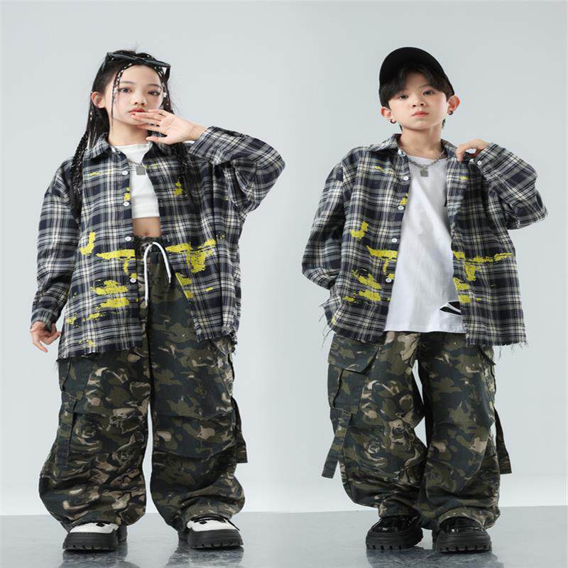 街舞儿 童潮服hiphop演出男女孩酷帅套装少儿嘻哈装架子鼓表演服