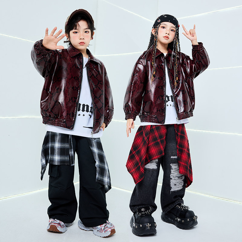 儿童街舞演出服男女童嘻哈风hiphop潮服酷炫元旦架子鼓表演服套装