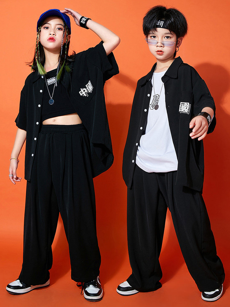 少儿街舞潮服套装嘻哈装演出服夏季男女孩走秀爵士舞蹈表演服装
