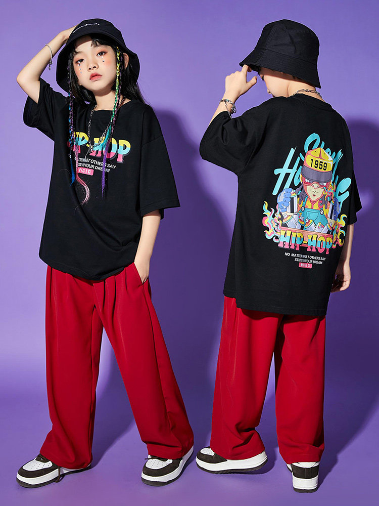 少儿街舞潮服酷炫套装hiphop夏季男女孩嘻哈装炸街演出服爵士舞蹈