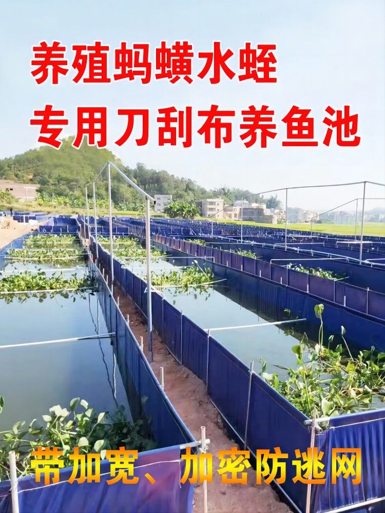 帆布池鱼池防水布养殖水蛭蚂蟥防逃网刀刮布水池大型户外养鱼水箱