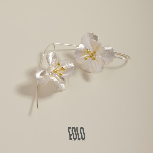 EOLO立体花卉耳坠女纯银